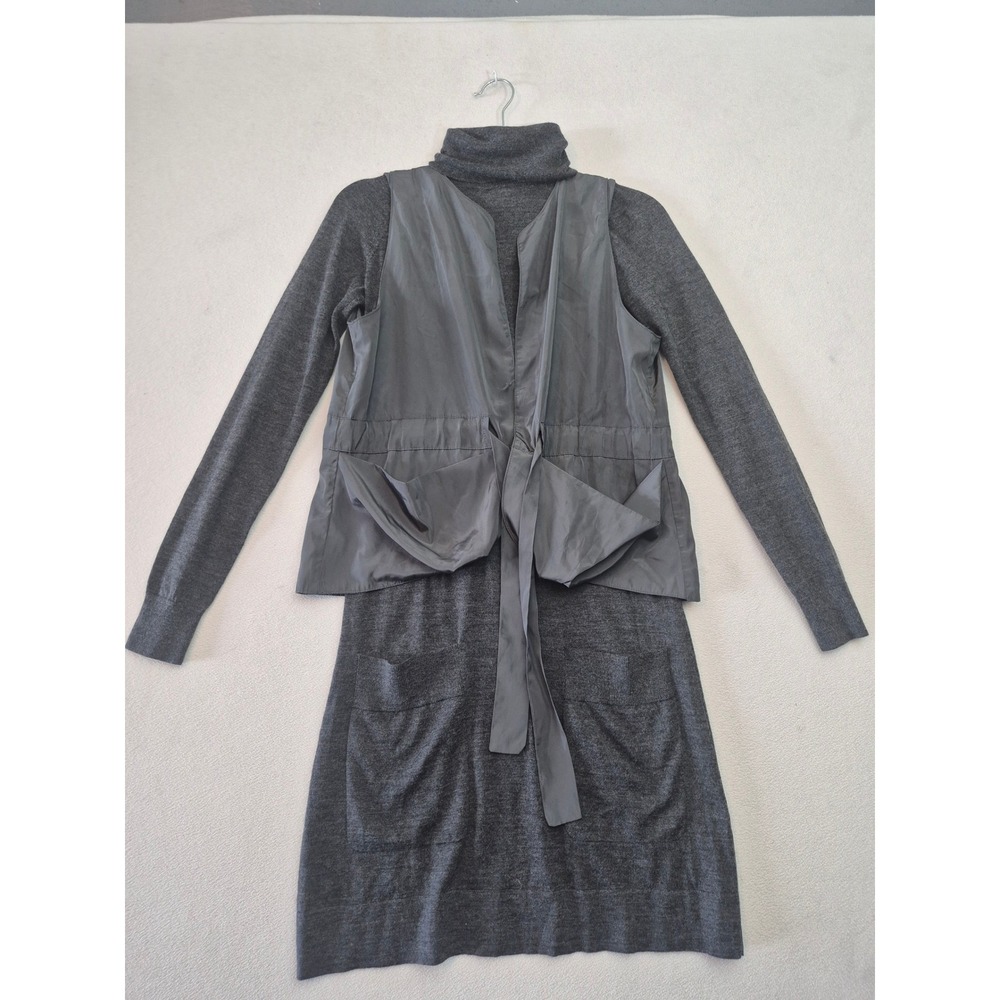 Hoss Intropia Womens Gray Knit Turtleneck Vest Overlay Sweater Dress
